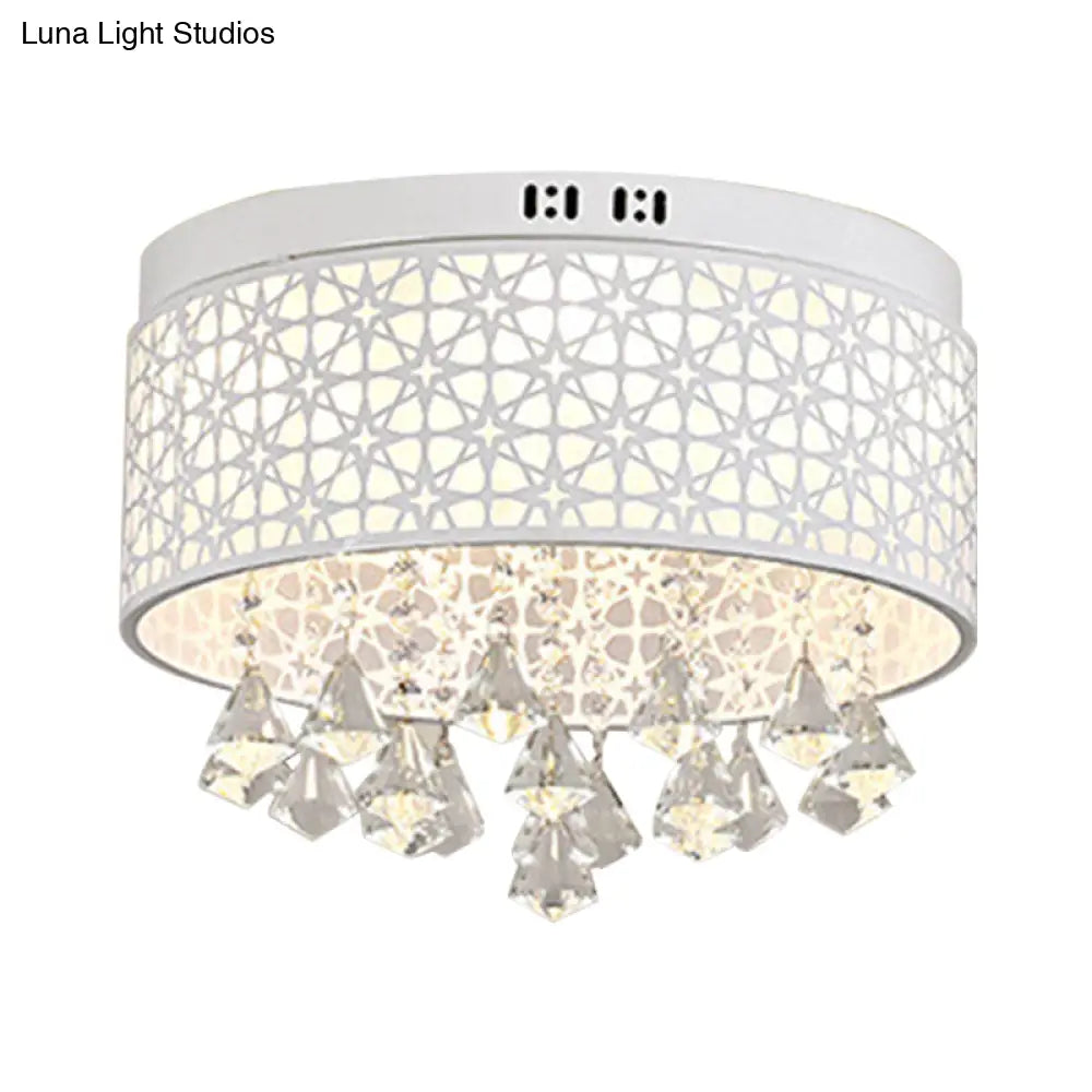 White Angel/Crystal Bead Flush Mount Led Bedroom Light - Simple Metal Design Multiple Sizes