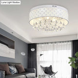 White Angel/Crystal Bead Flush Mount Led Bedroom Light - Simple Metal Design Multiple Sizes