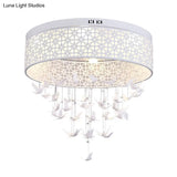 White Angel/Crystal Bead Flush Mount Led Bedroom Light - Simple Metal Design Multiple Sizes