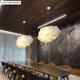 White Artistic Pendant Light With 5 Bulbs - Cloud Restaurant Chandelier Plastic