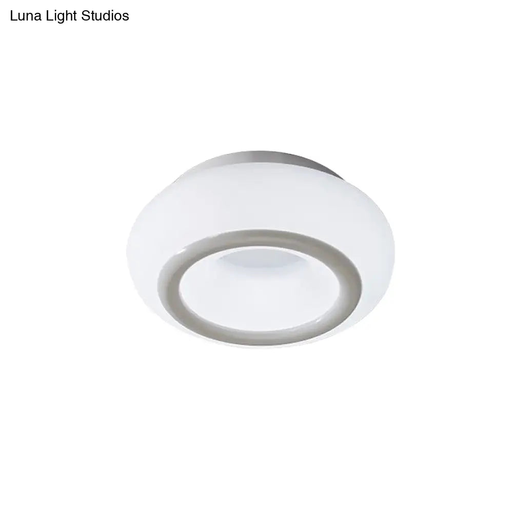 White Bean Led Ceiling Lamp: Simplicity In Acrylic Flush Mount Lighting With 3 Color Light Options