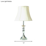 White Bell Night Lamp With Clear Crystal Accent For Bedroom Table