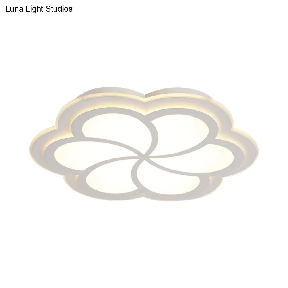 White Blossom Shaped Flush Mount Led Ceiling Lamp For Kids’ Balcony And Porch