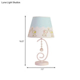 White Cartoon Night Lamp With Crystal Drop And Fun Animal Patterns Barrel Table Light