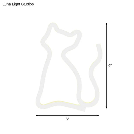 White Cat Usb Powered Led Night Light With Creative Plastic Shade - Wall Lamp