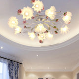 White Ceiling Mount Light Fixture With 4/6/7 Metal Lights - Perfect For Living Room 11 /