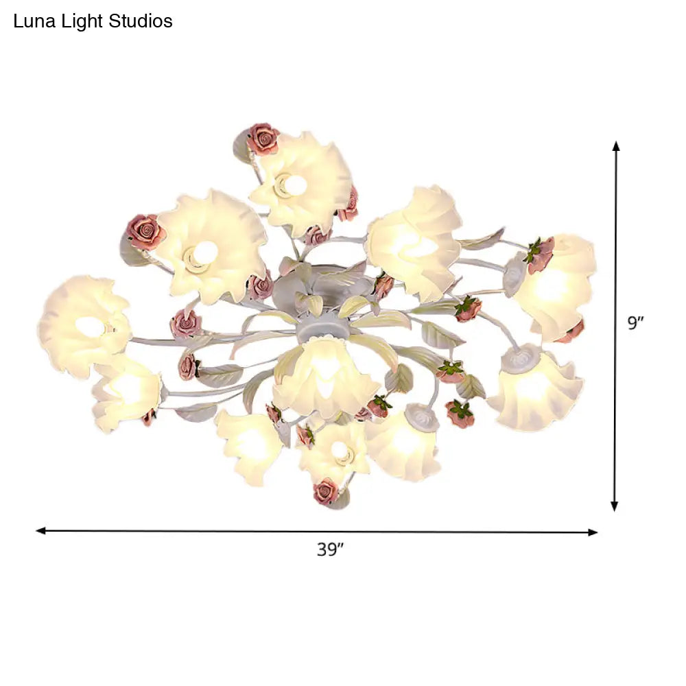 White Ceiling Mount Light Fixture With 4/6/7 Metal Lights - Perfect For Living Room