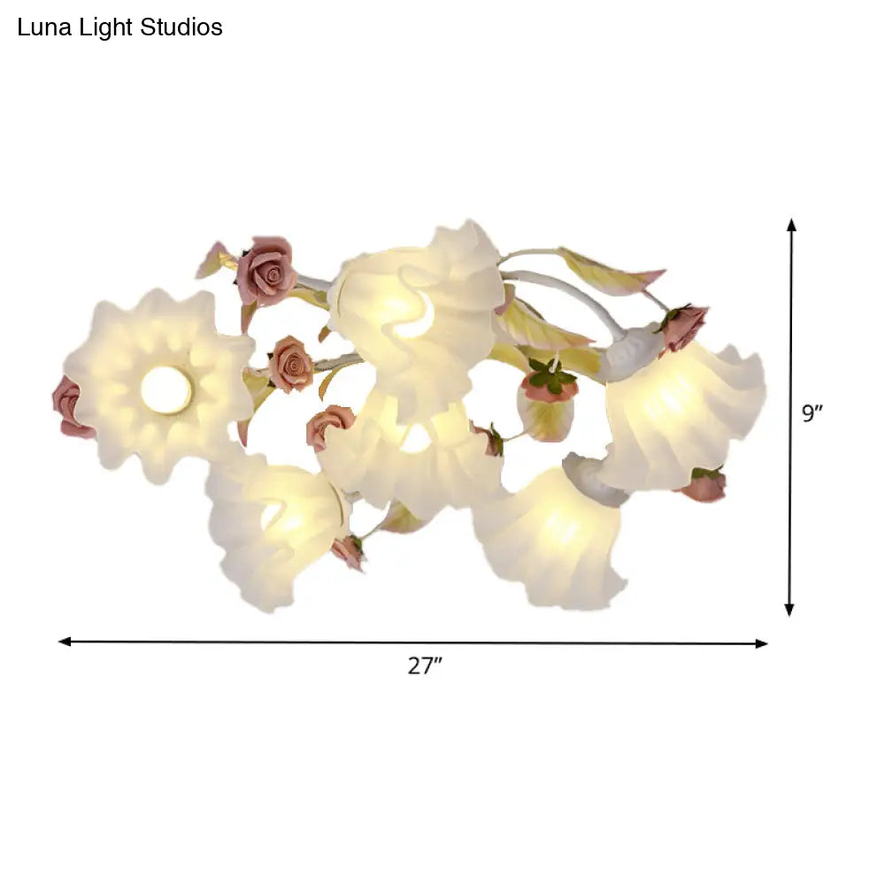 White Ceiling Mount Light Fixture With 4/6/7 Metal Lights - Perfect For Living Room