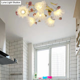 White Ceiling Mount Light Fixture With 4/6/7 Metal Lights - Perfect For Living Room
