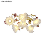 White Ceiling Mount Light Fixture With 4/6/7 Metal Lights - Perfect For Living Room