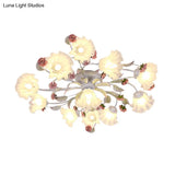 White Ceiling Mount Light Fixture With 4/6/7 Metal Lights - Perfect For Living Room