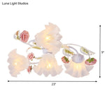 White Ceiling Mount Light Fixture With 4/6/7 Metal Lights - Perfect For Living Room