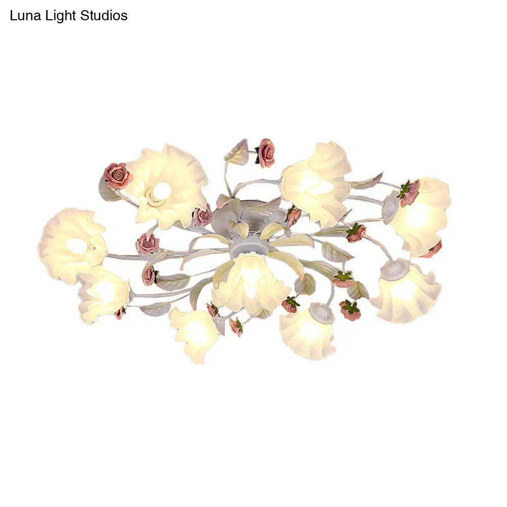 White Ceiling Mount Light Fixture With 4/6/7 Metal Lights - Perfect For Living Room