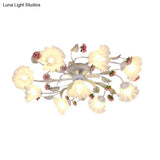 White Ceiling Mount Light Fixture With 4/6/7 Metal Lights - Perfect For Living Room