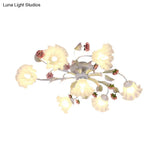 White Ceiling Mount Light Fixture With 4/6/7 Metal Lights - Perfect For Living Room