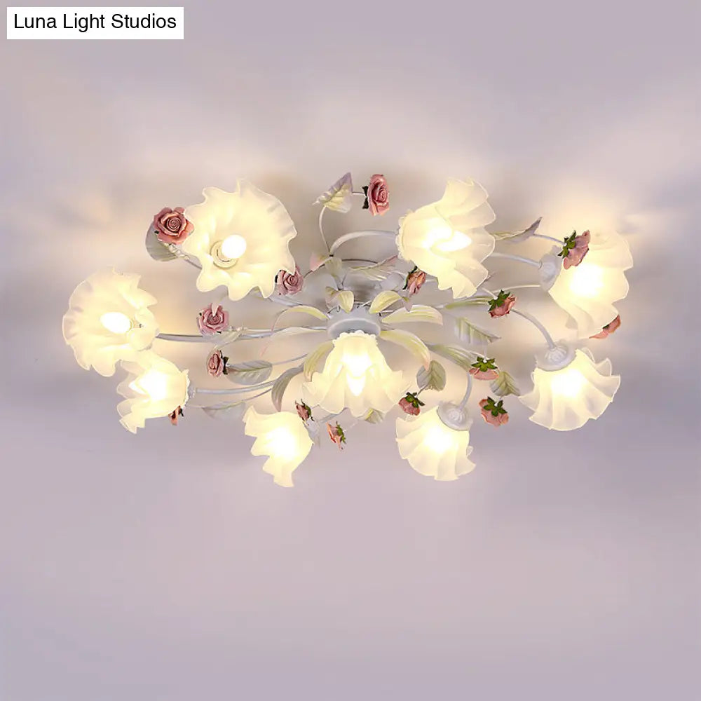 White Ceiling Mount Light Fixture With 4/6/7 Metal Lights - Perfect For Living Room