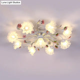 White Ceiling Mount Light Fixture With 4/6/7 Metal Lights - Perfect For Living Room