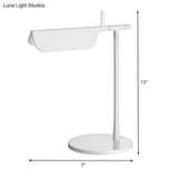 White Contemporary Led Desk Lamp For Bedroom Sleek Triangular Metal Nightstand Light