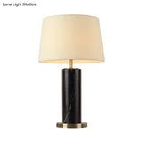 White Contemporary Tapered Drum Nightstand Lamp - Stylish 1-Head Reading Light