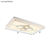 White Crystal Led Flush Mount Lamp For Living Room Square/Rectangular Design
