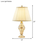 White Crystal Nightstand Lamp - Modern Task Lighting In Jar Shape