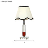 White Crystal Rectangle Nightstand Lamp With Lodge Style - 1 Light Table Fabric Shade
