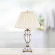 White Crystal Table Lamp - Traditional Bedside Lighting With Fabric Shade Clear