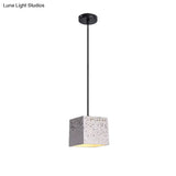 White Cube Pendant Light - Modern Nordic Terrazzo Ceiling Lamp For Restaurants