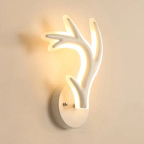 White Deer Horn Led Wall Light - Animal Style Acrylic Sconce For Bedrooms / A Warm