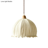 White Dome Fabric Suspension Light - Modernist 1-Light Pendant Lamp For Restaurants