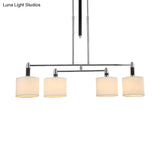 White Drum Shade Pendant Light Kit For Dining Room And Island Set Of 4