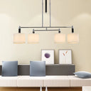White Drum Shade Pendant Light Kit For Dining Room And Island Set Of 4