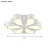 White Etched Petal Metal Ceiling Light For Kids’ Bedroom Or Bathroom
