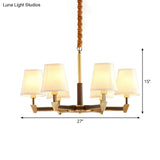 White Fabric Conical Ceiling Pendant Chandelier For Living Room - Postmodern Design With 6/8 Heads
