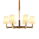 White Fabric Conical Ceiling Pendant Chandelier For Living Room - Postmodern Design With 6/8 Heads 6