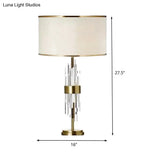 White Fabric Reading Lamp: Modernist Straight Sided Shade Task Lighting 1 Head