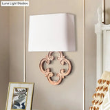 White Fabric Wall Sconce With Countryside Design And Tapered Mount - Perfect For Living Room