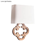 White Fabric Wall Sconce With Countryside Design And Tapered Mount - Perfect For Living Room
