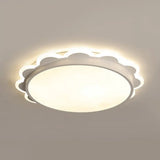 White Flat Flower Flush Ceiling Light: Simple Acrylic Led Lamp For Kid’s Bedroom / 16’