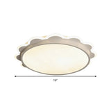 White Flat Flower Flush Ceiling Light: Simple Acrylic Led Lamp For Kids Bedroom