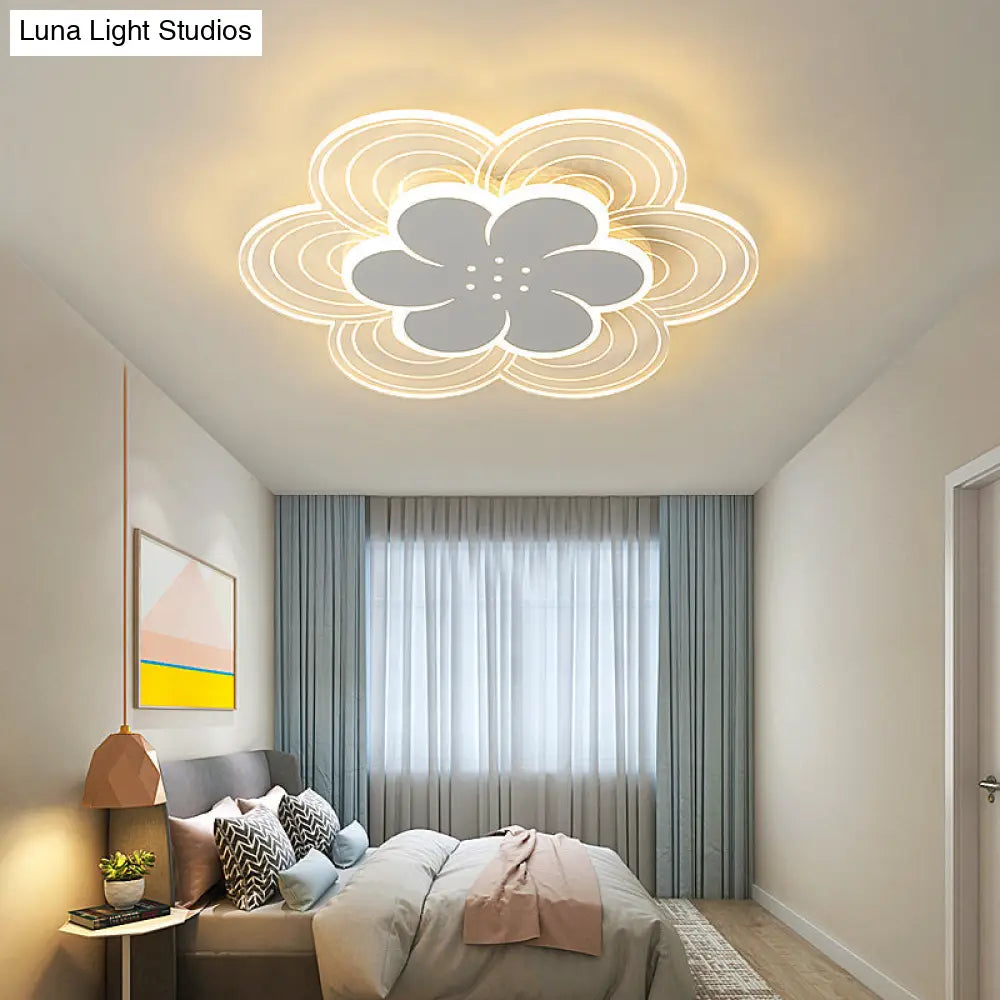 White Flower Flush Mount Led Light For Bedroom
