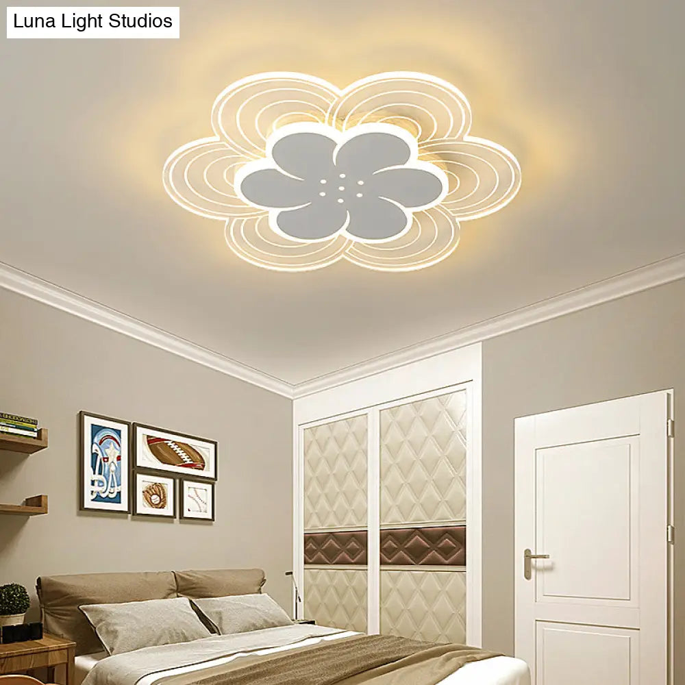 White Flower Flush Mount Led Light For Bedroom