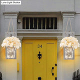 White Flower Hanging Wall Light With Clear Glass Shade String - 2 Pack For Hallways