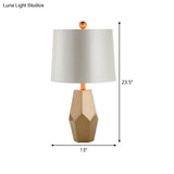 White Geometric Base Metal Table Light: Luxury Empire Shade Night Lighting For Living Room