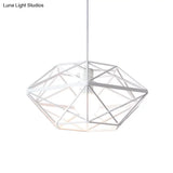 White Geometric Pendant Light With Down Lighting For Contemporary Dining Rooms