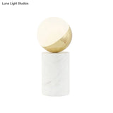 White Glass Desk Lamp With Modern Spherical Task Lighting - Ideal For Living Rooms Or Small Desks