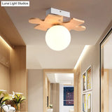 White Glass Led Flush Mount Lighting With Nordic Design – Shaded Entryway Ceiling Light Fixture