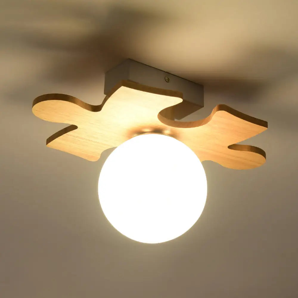 White Glass Led Flush Mount Lighting With Nordic Design – Shaded Entryway Ceiling Light Fixture / D