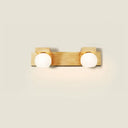 White Glass Led Vanity Light With Wooden Backplate - Simplicity Globe Wall Sconce For Bathroom 2 /