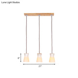 White Glass Milk Can Multi Ceiling Light - Modern Dining Room Hanging Lamp Kit With 3 Lights Wood
